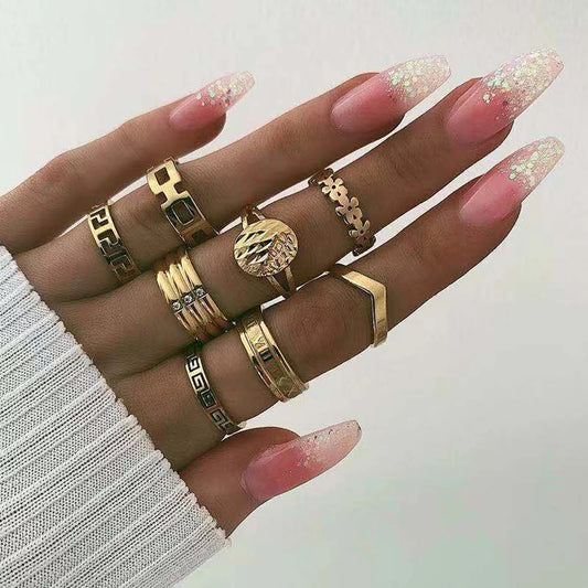 Cute gold rings 8 pieces